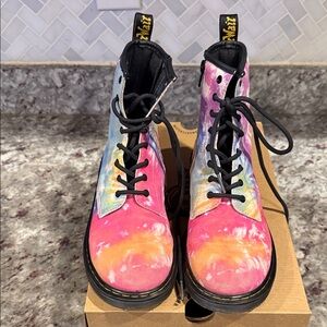 Dr. Martens Women's Pink and Yellow Tie-Dye Boots